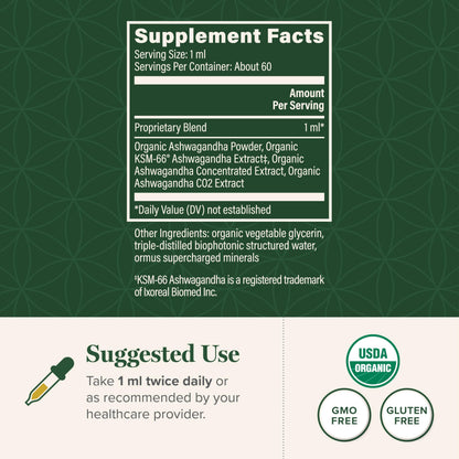 Global Healing Center - Organic Ashwagandha Supplements Drops - KSM-66 Ashwagandha Extra Strength for Men & Women, Helps Promote Relief from Stress, Mood Support, Organic (2 Fl Oz) Global Healing CenterBuy Supplements Australia