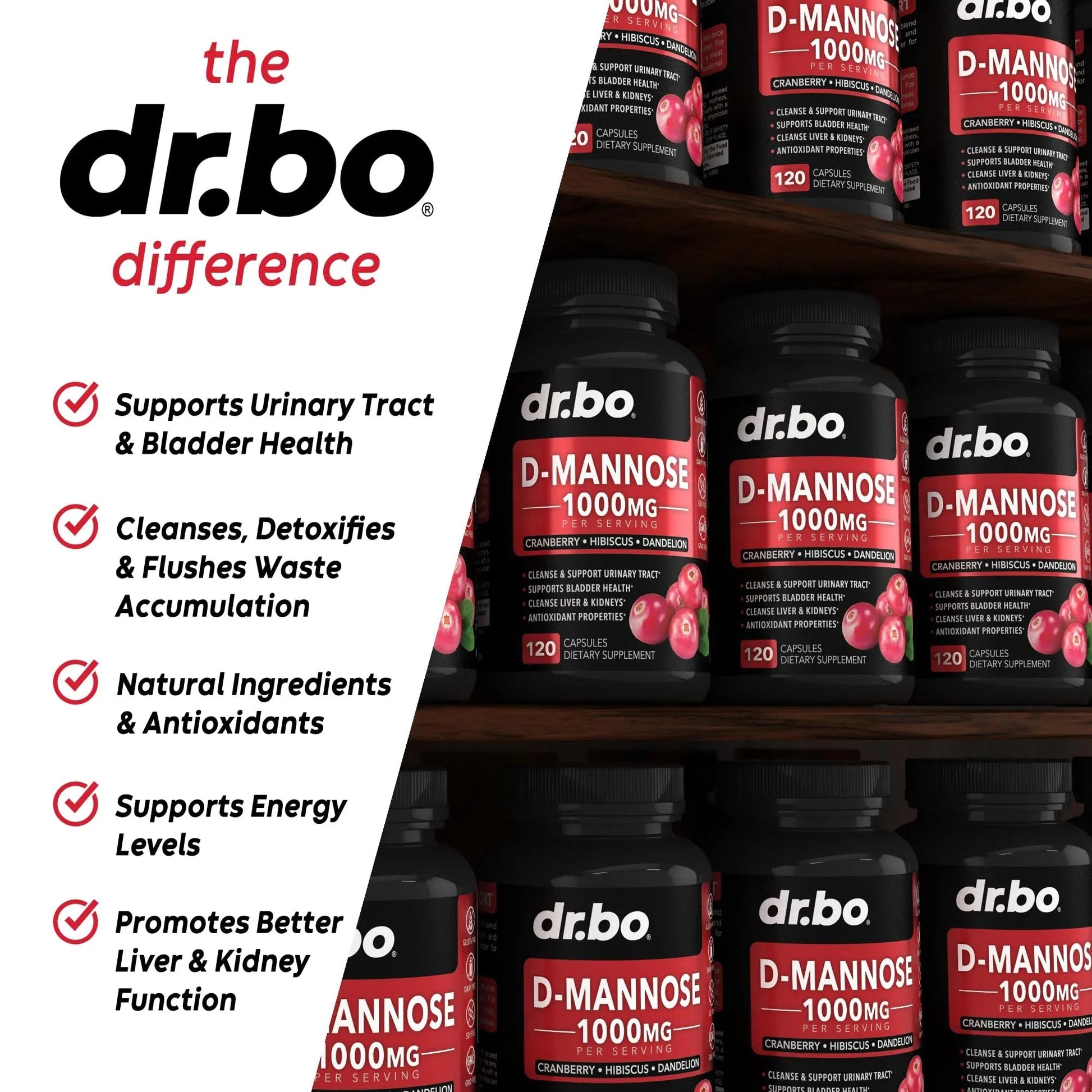 D Mannose Supplements for Women Pills - Natural D-Mannose 500mg Capsules, Cranberry DMannose Pills 1000mg Per Serving - Bladder Flush & Urinary Tract Cleanse Health Supplement - 120 Veg Capsules DR. BOBuy Supplements Australia