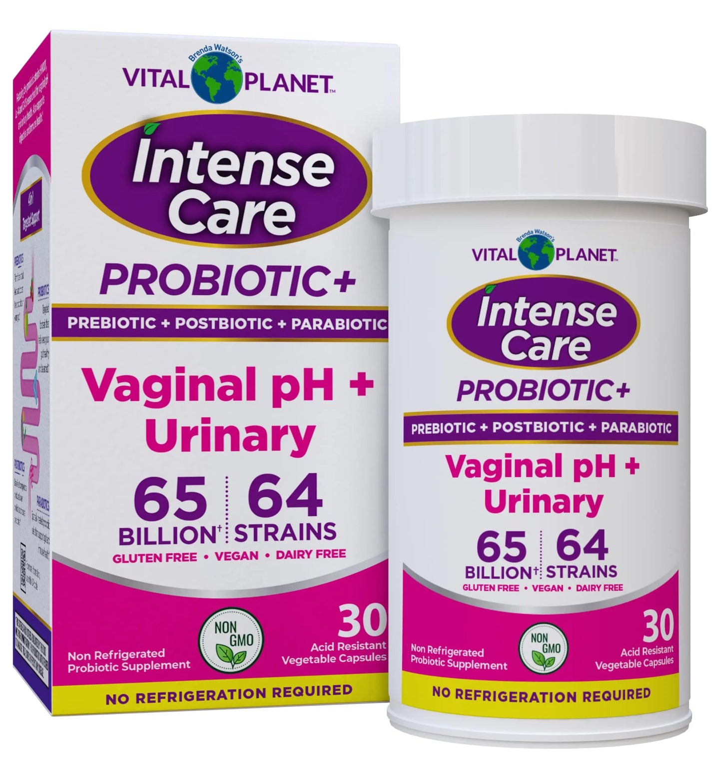 Vital Planet - Intense Care Vaginal pH & Urinary Probiotics for Women Plus Organic Prebiotics, Postbiotics, and Parabiotics, 65 Billion CFU and 64 Strains, Immune and Digestive Health 30 ct Vital PlanetBuy Supplements Australia