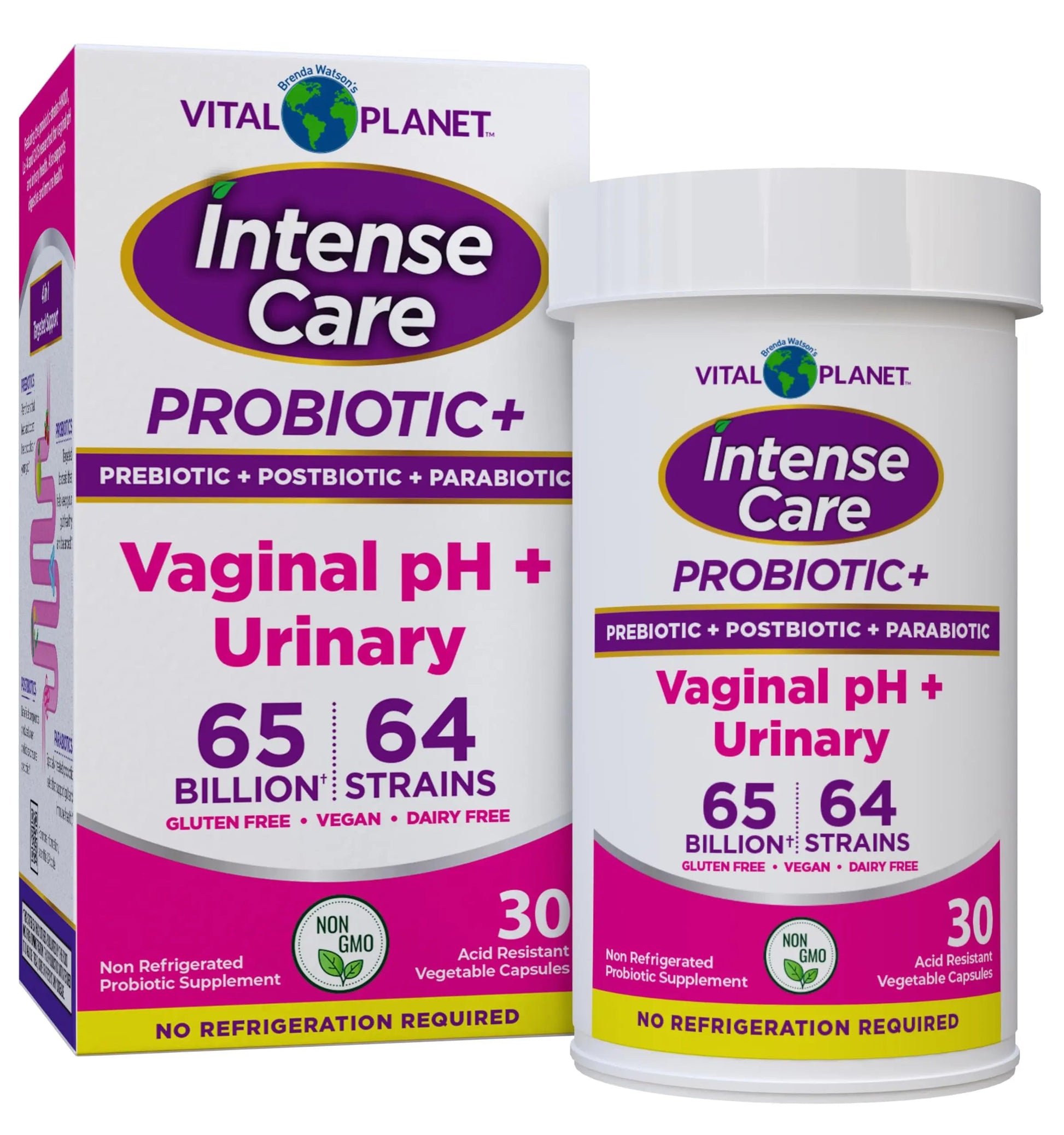 Vital Planet - Intense Care Vaginal pH & Urinary Probiotics for Women Plus Organic Prebiotics, Postbiotics, and Parabiotics, 65 Billion CFU and 64 Strains, Immune and Digestive Health 30 ct Vital PlanetBuy Supplements Australia