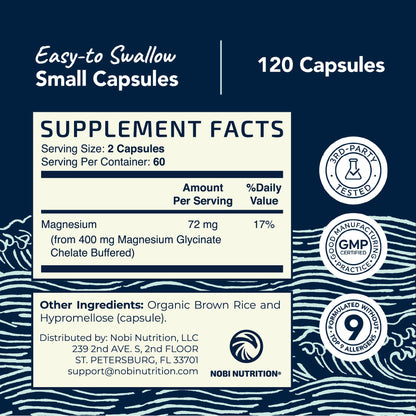 Magnesium Glycinate 400mg | High Absorption Formula for Sleep, Calm, Muscle Relaxation, Heart, Bone & Nerve Support for Women & Men | Chelated Magnesium Glycinate Supplement | 120 Ct (2 Month Supply) Nobi NutritionBuy Supplements Australia