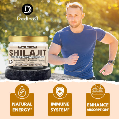 DEDICAD 30g Shilajit Resin with Herbal Complex - Paullinia Guarana, Gotu Kola Leaf & More - Shilajit Pure Himalayan Organic for Immune System, Energy Production, Brain Health & Stamina DEDICAD buy supplements Au