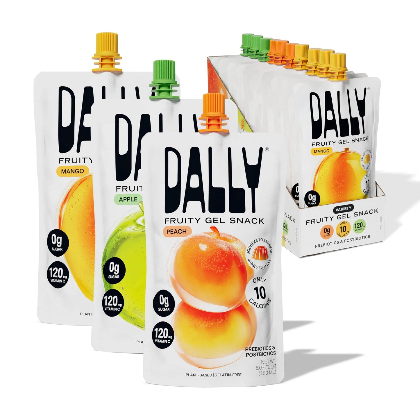 Dally Variety Pack [Mango, Peach & Apple] Drinkable Konjac Jelly 10 Pouches | 10-Calorie Keto, Gluten Free, Sugar Free Korean Fruit Snack | Prebiotics & Postbiotics for Skin, Immune, Weight Management DALLYBuy Supplements Australia