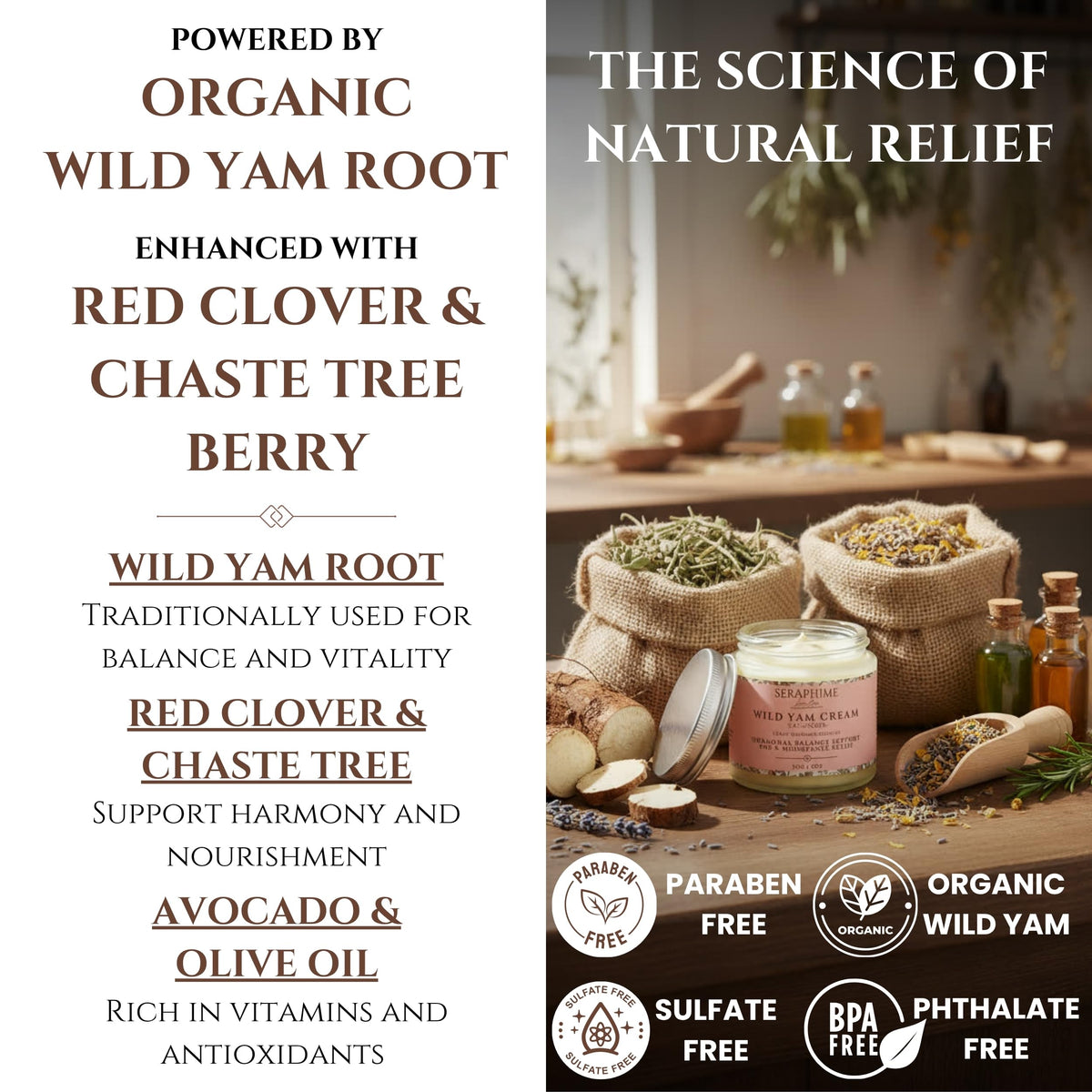 Seraphime Wild Yam Cream for Hormone Balance - Gift for Mom - Menopause and PMS Support for Women - Wild Yam Balancing Cream - Hot Flashes, Night Sweats, Mood Swings, Low Energy - Lavender 4oz SeraphimeBuy Supplements Australia