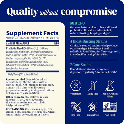 Enzymedica SubCulture Probiotics for Gas & Bloating, 50 Billion CFU, Supports Immune & Digestive Health, Regularity & Gut Flora, 30 Count EnzymedicaBuy Supplements Australia