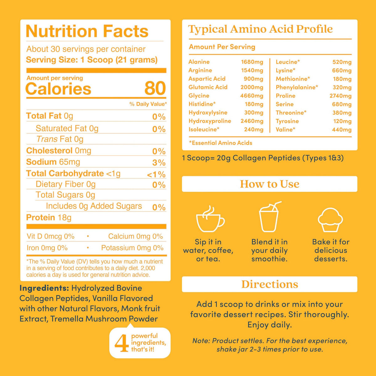 Further Food Vanilla Collagen Peptides Powder with Tremella Mushroom – 100% Grass-Fed, Hydrolyzed Type 1 & 3, 20g of Collagen per Serving, Supports Skin, Hair, Nails & Joints, 22.22 Oz Further FoodBuy Supplements Australia