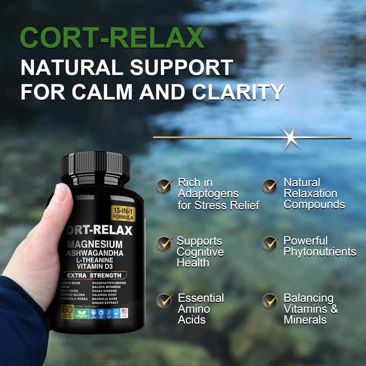 DLNIA Super Calm Cortisol Supplement with Magnesium Glycinate, Ashwagandha KSM-66, L-Theanine, Phosphatidylserine, Ginkgo Biloba & Lions Mane for Calm, Focus, Mental Clarity, Relaxation, Sleep, Energy DLNIABuy Supplements Australia