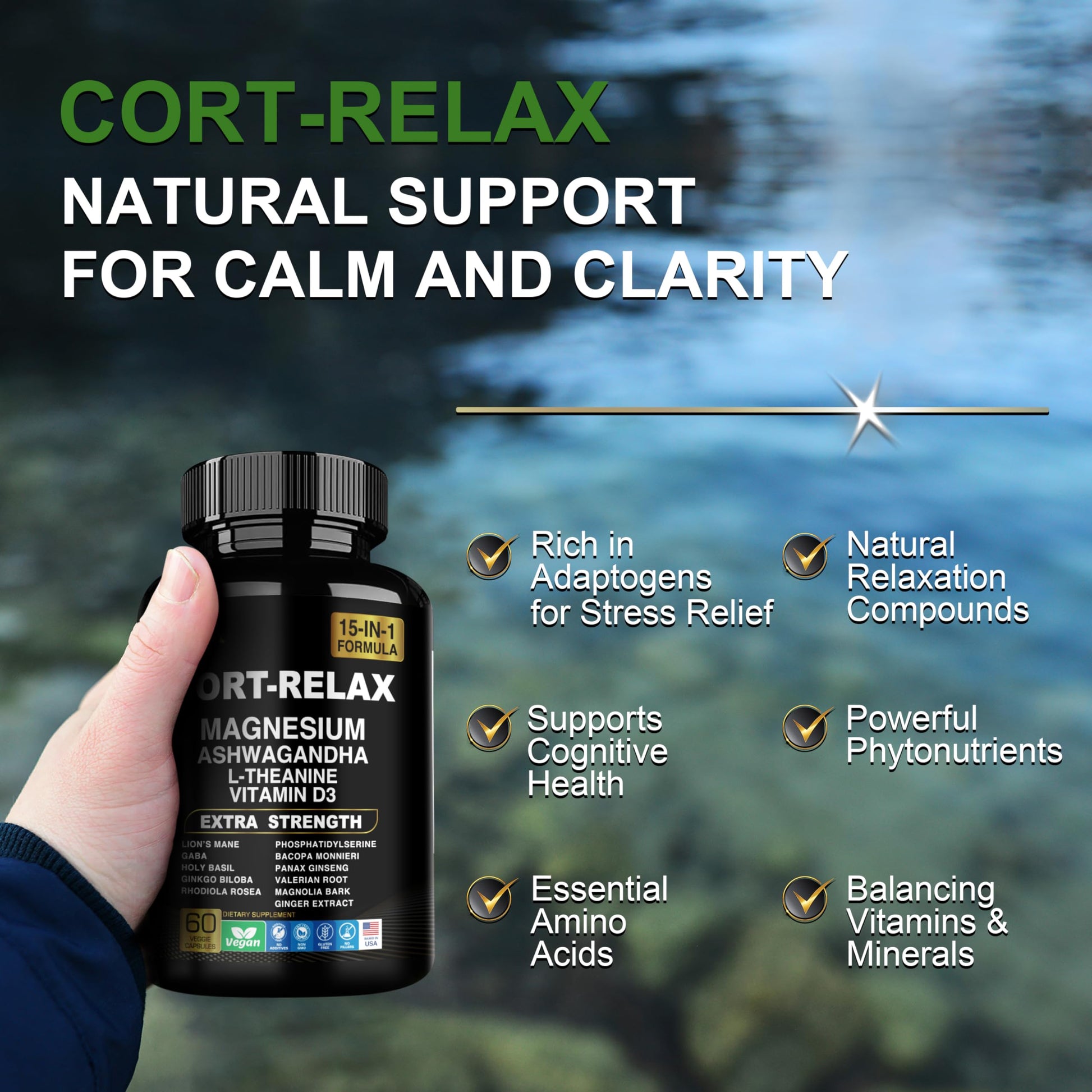 DLNIA Super Calm Cortisol Supplement with Magnesium Glycinate, Ashwagandha KSM-66, L-Theanine, Phosphatidylserine, Ginkgo Biloba & Lions Mane for Calm, Focus, Mental Clarity, Relaxation, Sleep, Energy DLNIABuy Supplements Australia