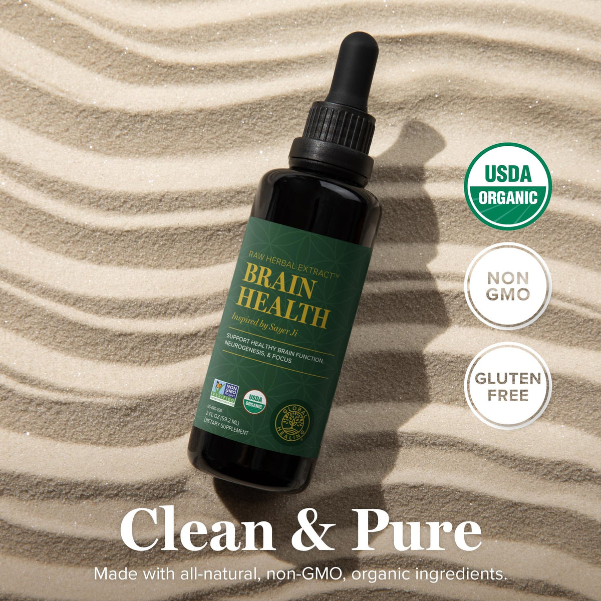 Global Healing Center Brain Health - USDA Organic Brain Supplements for Memory & Focus - Nootropics Supplement to Combat Mental Fog, Advanced Focus Factor for Adults Extra Strength - 2 Fl Oz Global Healing CenterBuy Supplements Australia