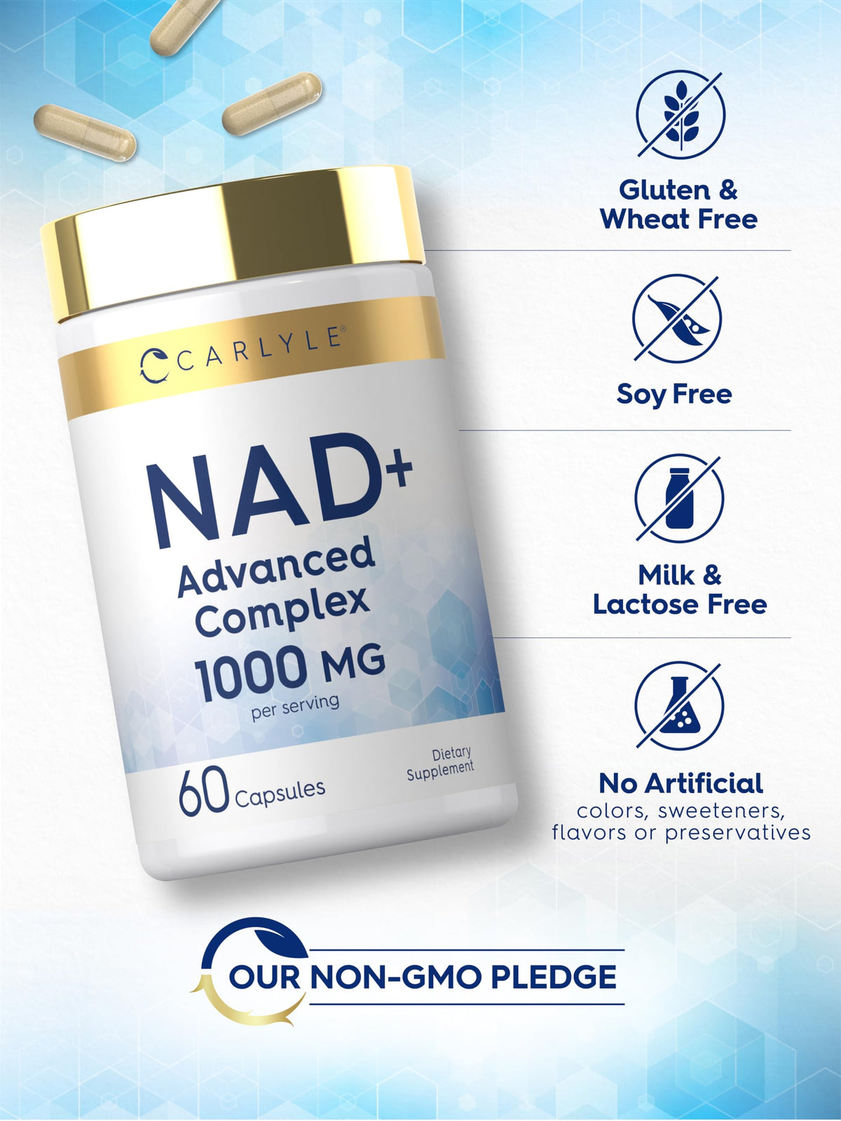 Carlyle NAD+ Supplement for Women & Men | 1000 mg | 60 Capsules | Advanced Complex with Resveratrol and Collagen | Non-GMO & Gluten Free Carlyle buy supplements Au