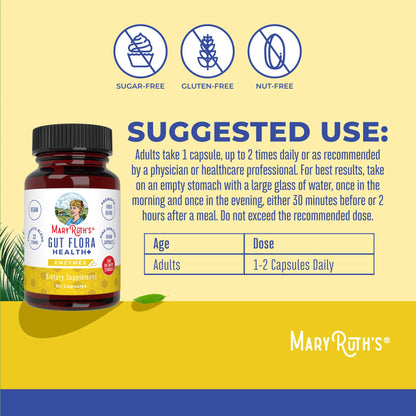 MaryRuth Organics Gut Flora Health+ Enzymes | Up to 2 Month Supply | Prebiotic Probiotic Digestive Enzymes Blend for Healthy Gut Biome & Digestive Support | Gastrointestinal Health | 60 Capsules MARYRUTH'SBuy Supplements Australia