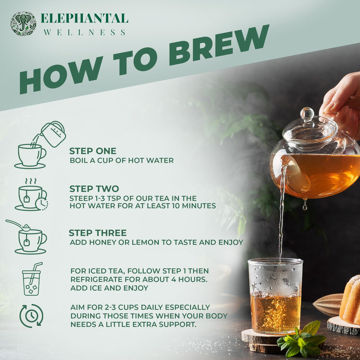 Elephantal Wellness Premium Brain Herbal Tea | Nootropic Focus & Mental Clarity with Ginkgo, Bacopa, Gotu Kola & Rosemary | Non-GMO, Caffeine-Free Coffee Alternative, Handmade Loose Leaf Blend, 2oz Loose Leaf, 20 Servings Elephantal WellnessBuy Supplements Australia