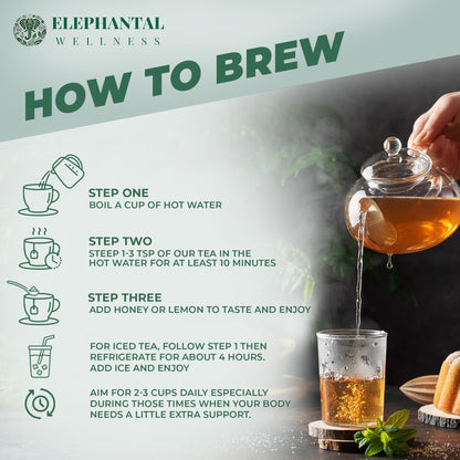 Elephantal Wellness Premium Brain Herbal Tea | Nootropic Focus & Mental Clarity with Ginkgo, Bacopa, Gotu Kola & Rosemary | Non-GMO, Caffeine-Free Coffee Alternative, Handmade Loose Leaf Blend, 2oz Loose Leaf, 20 Servings Elephantal WellnessBuy Supplements Australia