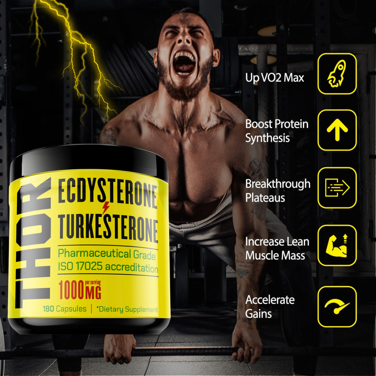 Turkesterone + Ecdysterone | Anabolic Supplement (3 Months - 180 Caps) Olympic Grade Testing - ISO 17025 Certification |1000mg - 98%-95% Purity with Lab Synthesized Cyclodextrin | Beta Ecdisterona Flight ArmourBuy Supplements Australia