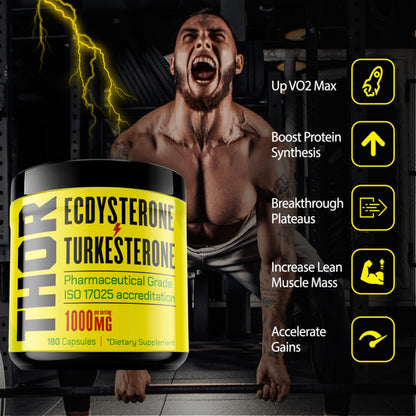Turkesterone + Ecdysterone | Anabolic Supplement (3 Months - 180 Caps) Olympic Grade Testing - ISO 17025 Certification |1000mg - 98%-95% Purity with Lab Synthesized Cyclodextrin | Beta Ecdisterona Flight ArmourBuy Supplements Australia