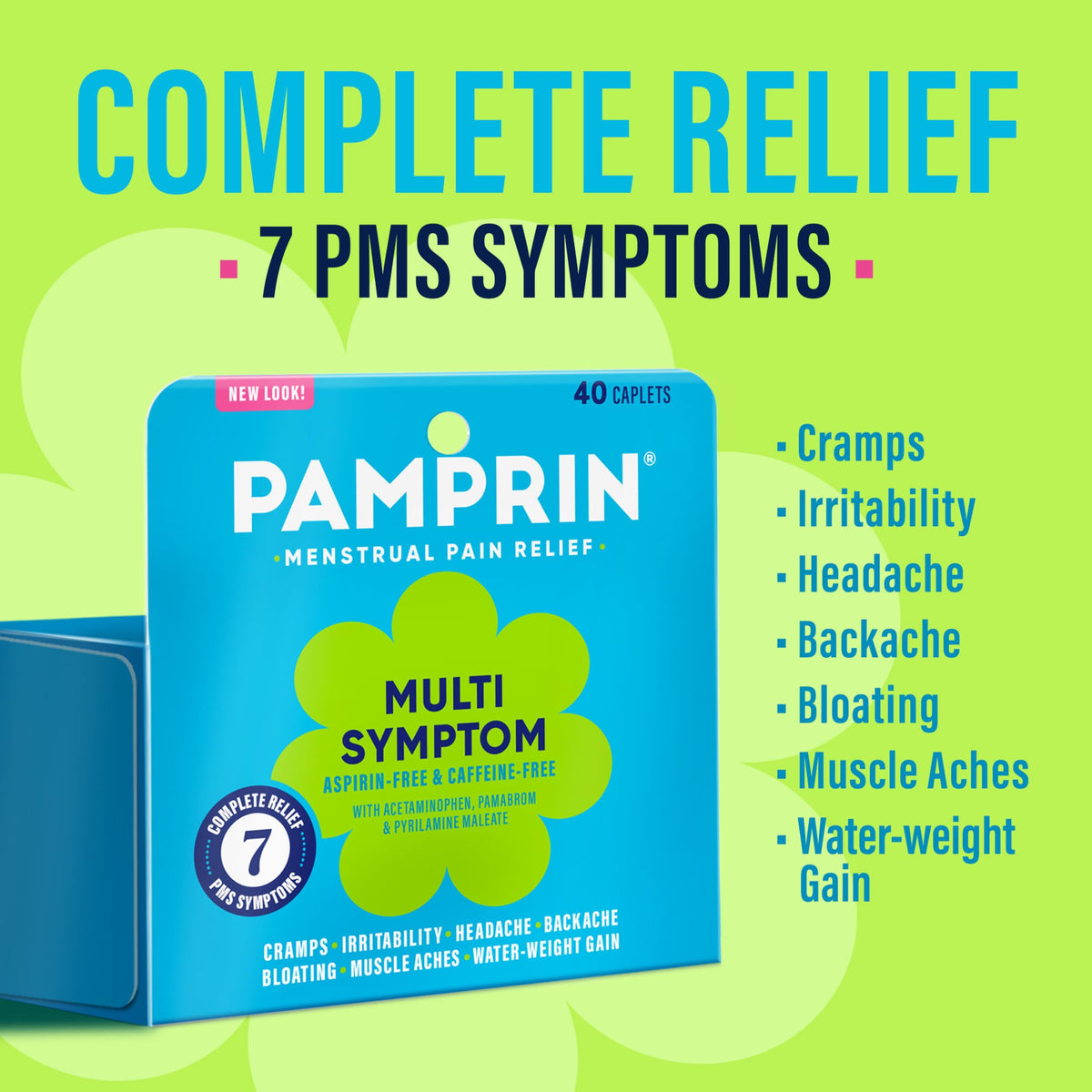 Pamprin Multi-Symptom Formula, with Acetaminophen, Menstrual Period Symptoms Relief including Cramps, Pain, Bloating, and Irritability 40 Caplets PamprinBuy Supplements Australia