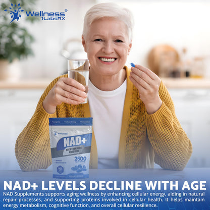 WELLNESS LABSRX NAD+ Supplement - Third-Party Tested NMNH Supplement Softgels, NAD Resveratrol 2500mg NAD Supplements for Anti-Aging, Longevity, and Cellular Health Support - Made in USA WELLNESS LABSRXBuy Supplements Australia