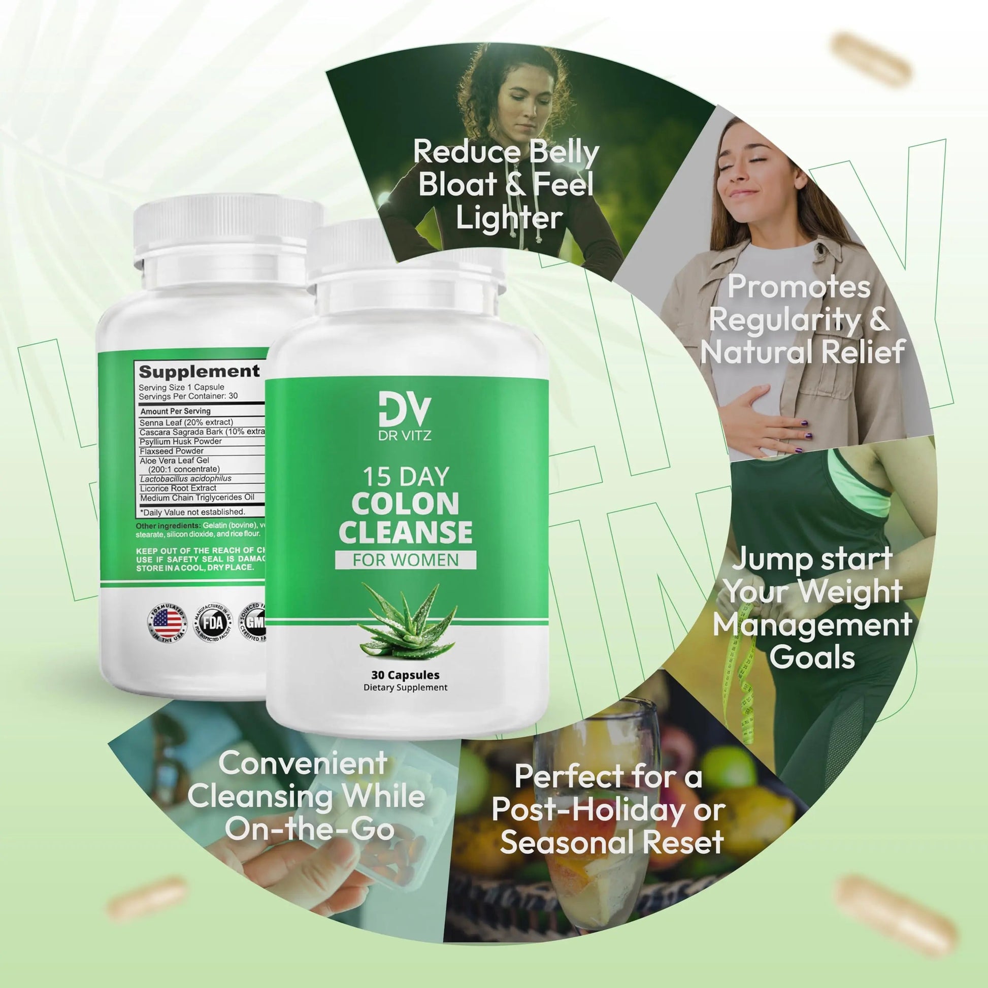 Dr Vitz 15 Day Colon Cleanse for Women – Natural Detox Pills with Herbs, Fiber & Probiotics – Bloating & Constipation Relief, Weight Loss & Gut Health Reset – 30 Capsules Dr VitzBuy Supplements Australia