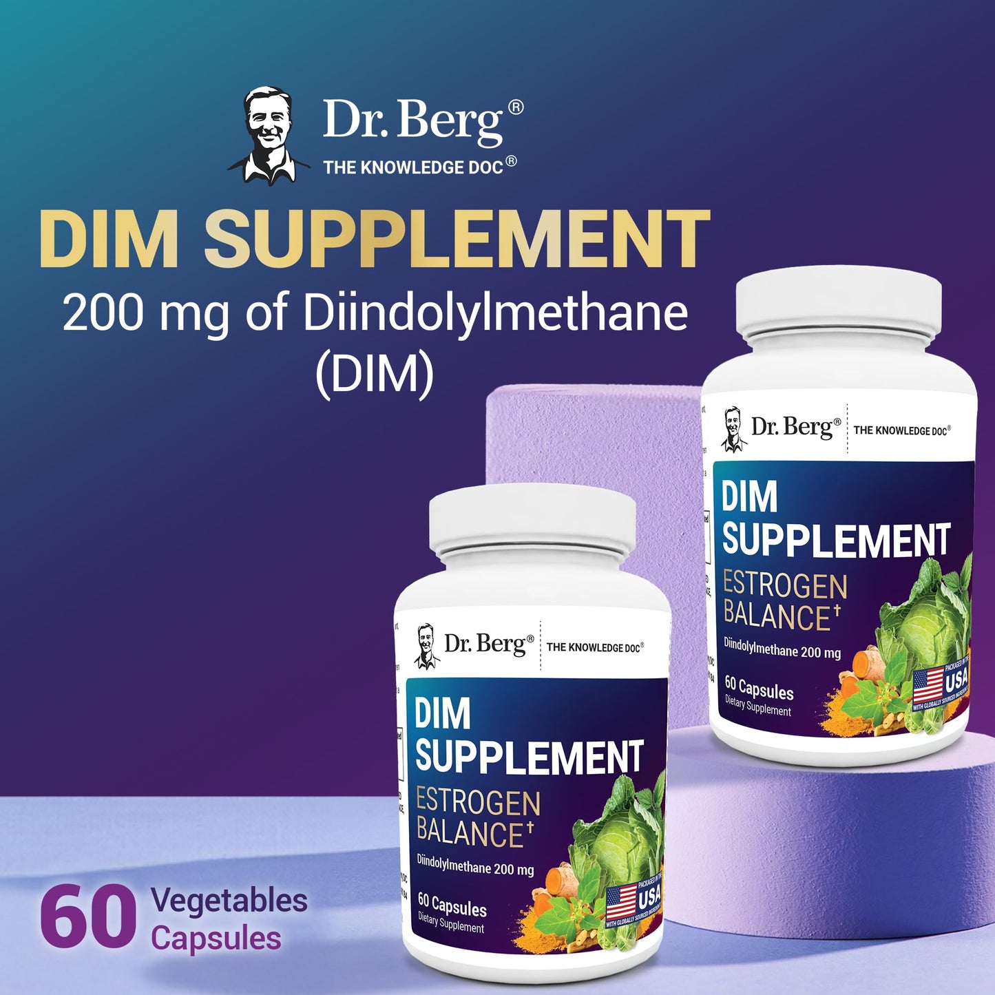 Dr. Berg DIM Supplement Estrogen Balance - Original Estrogen Supplement for Women with Diindolylmethane for Menstrual Symptoms & Menopause Relief & Black Pepper for Enhanced Absorption - 60 Capsules Dr. Berg NutritionalsBuy Supplements Australia