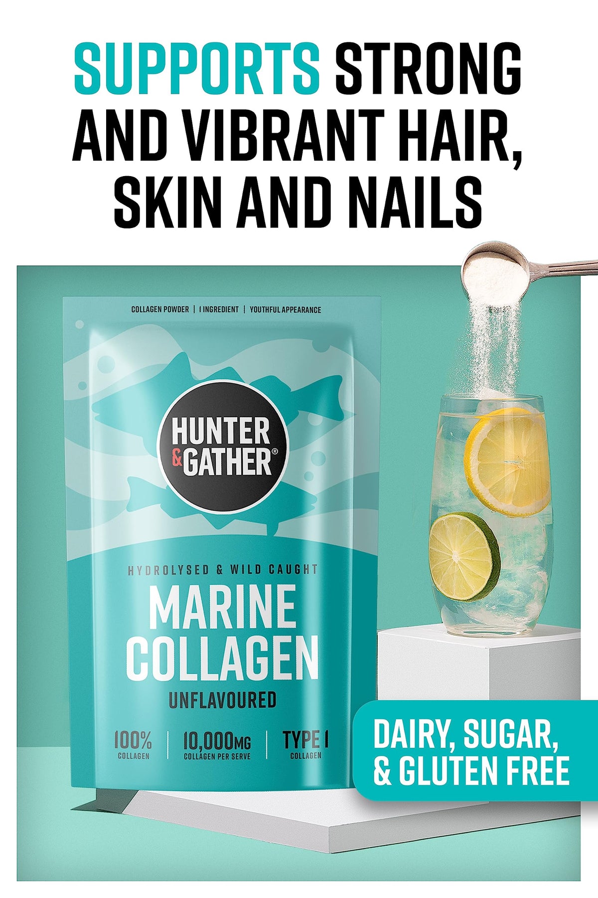 Hunter & Gather Marine Collagen Powder 300g | Pure Unflavoured Premium Hydrolysed Wild Caught Marine Collagen Hunter & GatherBuy Supplements Australia