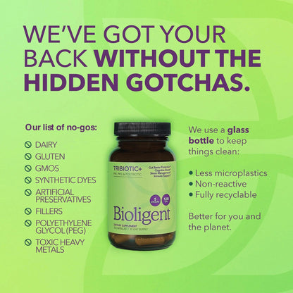 BIOLIGENT Tribiotic+ Prebiotic, Probiotic and Postbiotic Supplement for Women & Men, Gut Health, Immune Support, Bloating Relief, Daily Microbiome and Digestive Support, 30 Capsules, 30 Day Supply BIOLIGENTBuy Supplements Australia
