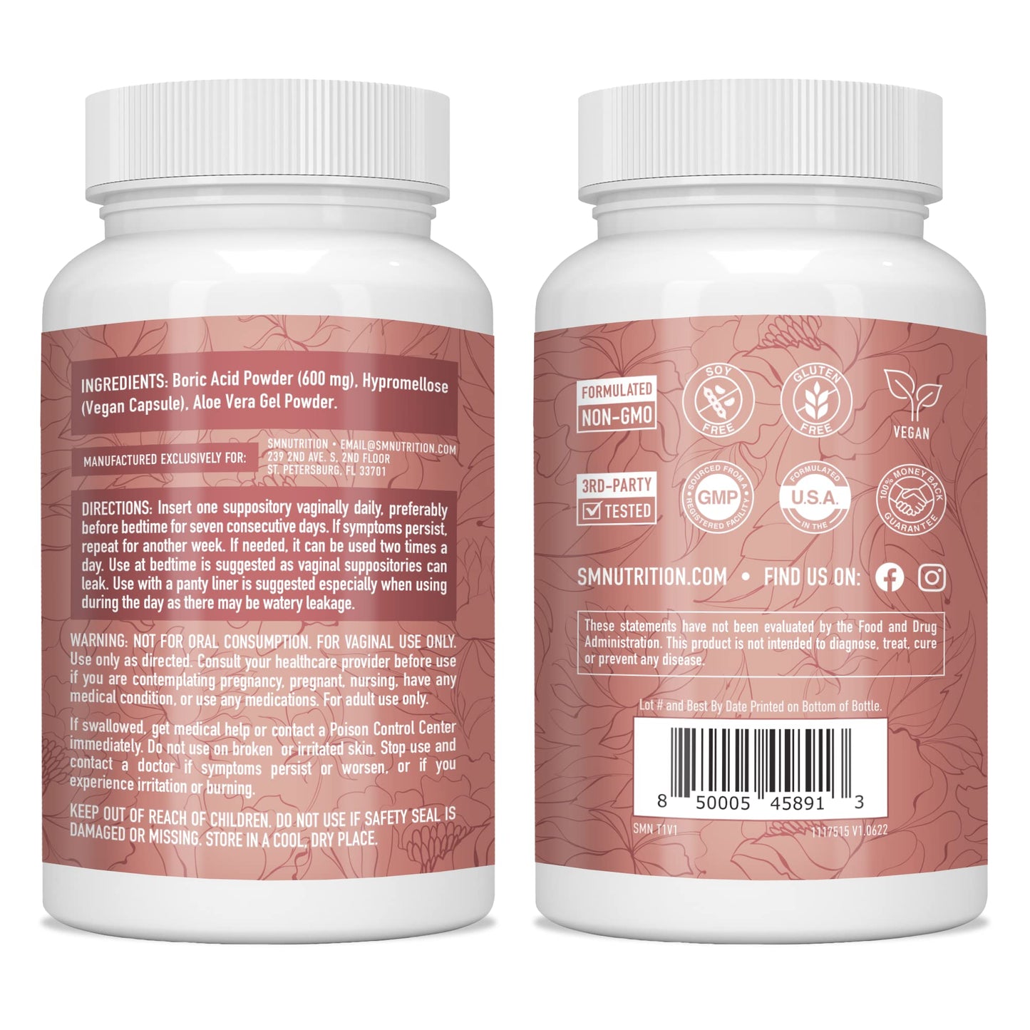 Boric Acid Suppositories for Women | 600mg | for pH Balance, Vaginal Odor & Itching | Feminine Intimate Health SMNutritionBuy Supplements Australia