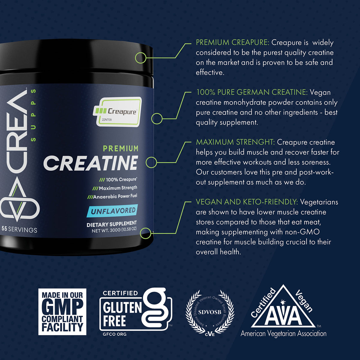 CREA SUPPS Premium Creapure Creatine Monohydrate Powder | Pure, Vegan, Keto CREA SUPPSBuy Supplements Australia