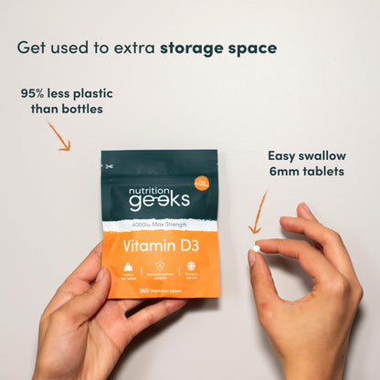 Vegetarian Vitamin D3 4000 iu - 1 Year Supply, 365 Easy-Swallow High Strength Vitamin Nutrition GeeksBuy Supplements Australia