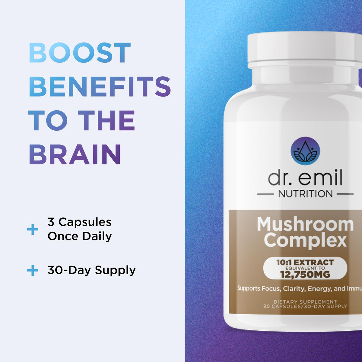 DR. EMIL NUTRITION 10 Mushroom Supplement for Mental Clarity, Focus & Immune Support - Functional Mushroom Nootropic Supplement with Lions Mane Extract, Cordyceps, Turkey Tail & More DR. EMIL NUTRITIONBuy Supplements Australia