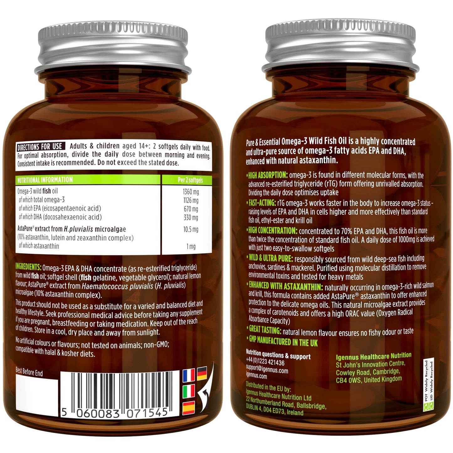 Omega-3 Wild Fish Oil & Astaxanthin, The Most Advanced High Absorption rTG Omega-3 Igennus Healthcare NutritionBuy Supplements Australia