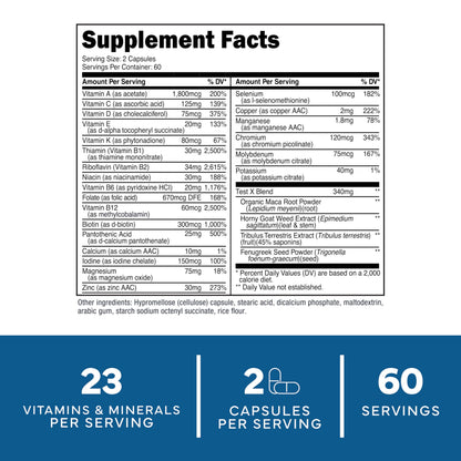 Type Zero Multivitamin Capsules for Men (120 Capsules) (1200 mg) - Gluten-Free, 60 Servings Type ZeroBuy Supplements Australia