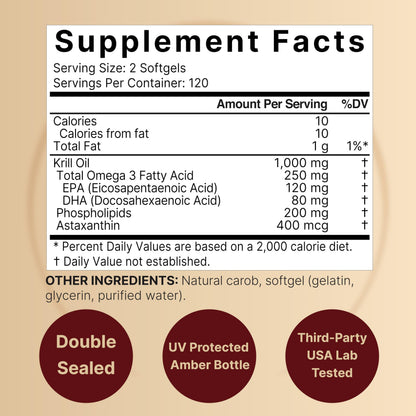 NatureBell Antarctic Krill Oil 1000mg Supplement, 240 Softgels, Natural Source of Omega-3 NatureBellBuy Supplements Australia