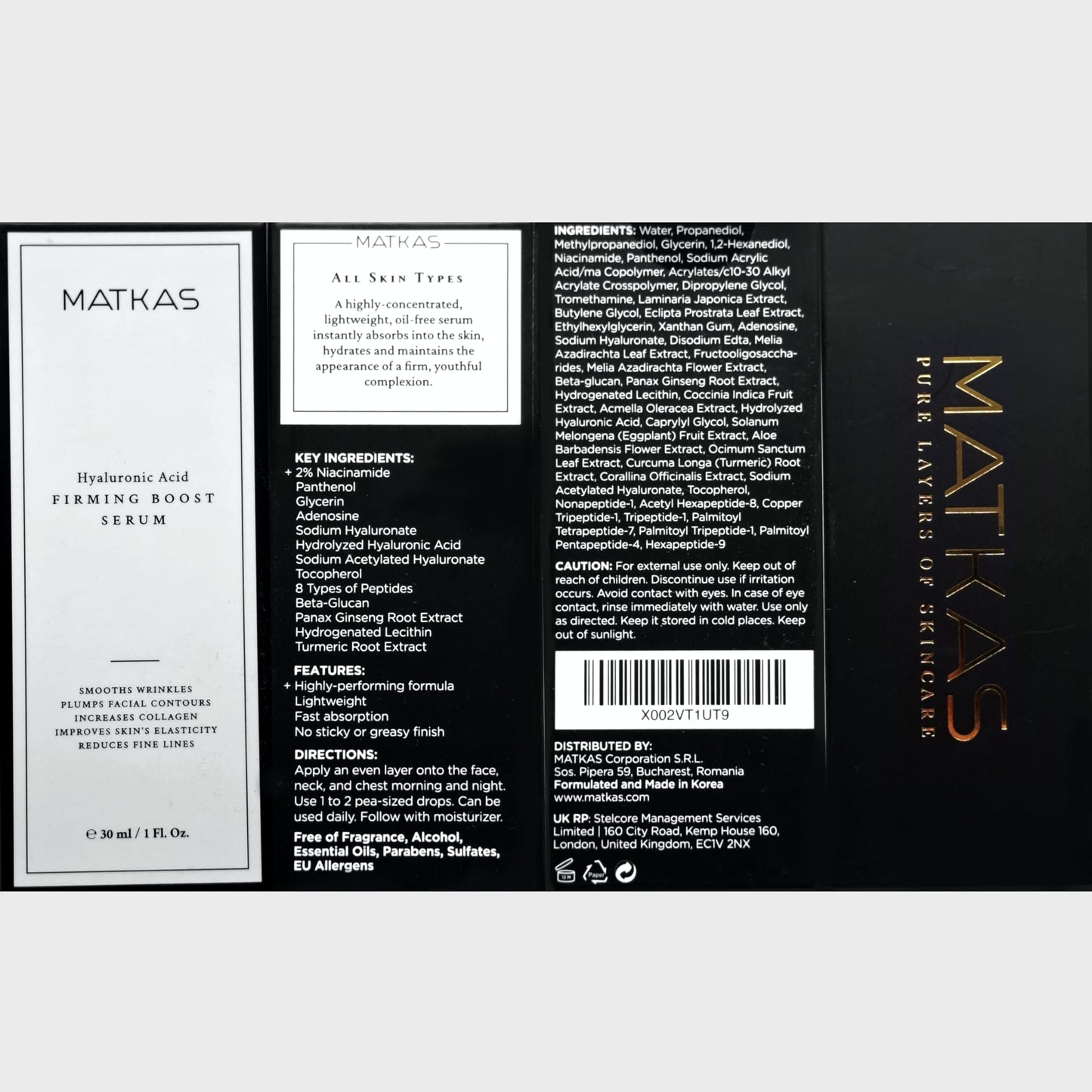 MATKAS Korean Firming Boost Hydrating Hyaluronic Acid Serum 1 Fl. Oz. - Hyaluronic Acid + 2% Niacinamide Serum for Dry Skin, Anti Aging Korean Peptides Moisturizer for Face, Deep Facial Skin Hydration MATKAS buy supplements Au