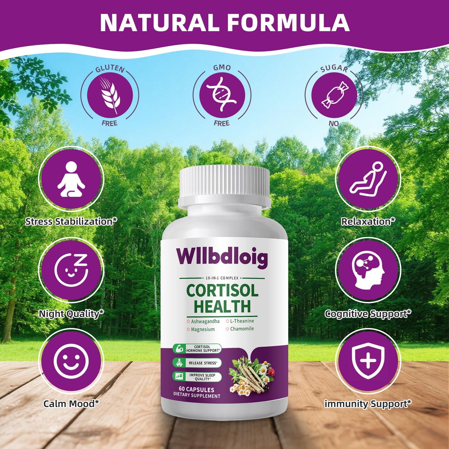 Cortisol Supplements for Women Men, High Cortisol Reducer Health, Detox Cortisol Manager for Stress Relief ,Mood and Sleep with Ashwagandha, L-Theanine, Lower and Control - Non-GMO,Vegan 60 Capsules WllbdloigBuy Supplements Australia