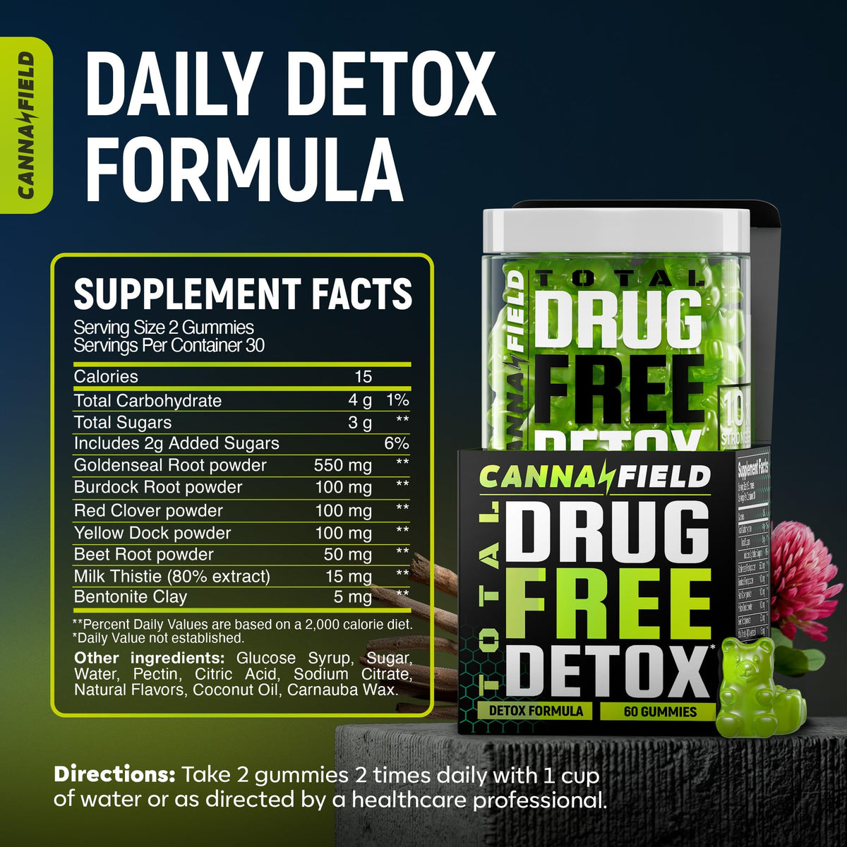 Full Body Cleanse Detox Gummies, Liver, Gut & Kidney Cleanse Detox & Repair with Milk Thistle & Duck Flower Plant, Complete Digestive Health Supplement, Heavy Metal Cleanse for Adults Women & Men CANNA FIELD buy supplements Au