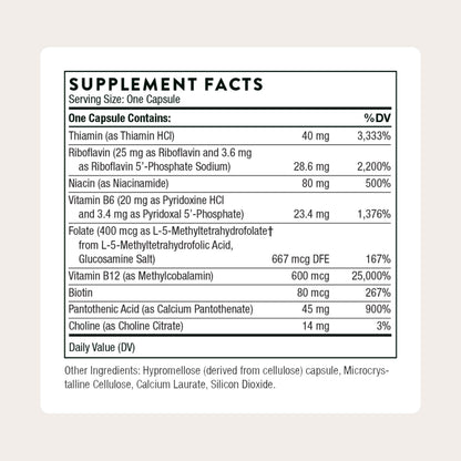 THORNE - B-Complex #12 - Vitamin B Complex with Choline Supplement - Supports Cellular Energy Production & a Healthy Nervous System* - Third-Party Certified