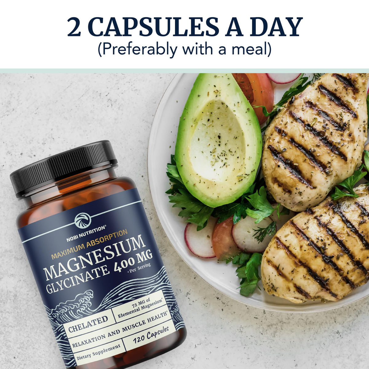 Magnesium Glycinate 400mg | High Absorption Formula for Sleep, Calm, Muscle Relaxation, Heart, Bone & Nerve Support for Women & Men | Chelated Magnesium Glycinate Supplement | 120 Ct (2 Month Supply) Nobi NutritionBuy Supplements Australia
