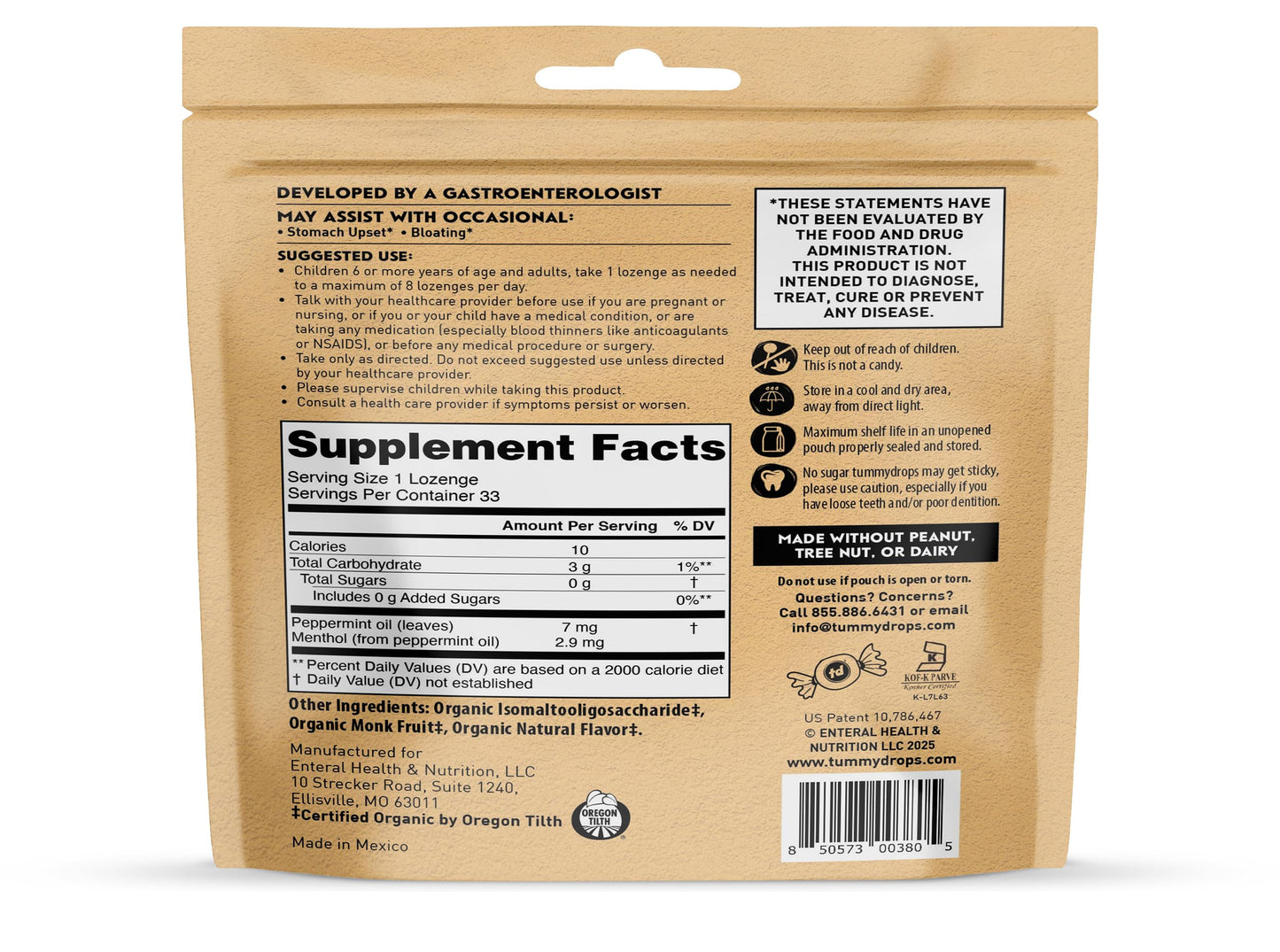 tummy drops No Sugar Crushed Peppermint Flavor, Gluten Free & Vegan, 33 Individually Wrapped Pure Peppermint Oil Lozenges Made with Organic Monkfruit tummy drops buy supplements Au