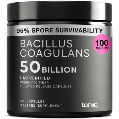 Toniiq Bacillus Coagulans Probiotic Supplement – Ultra High Strength 50 Billion CFU with FOS Prebiotic – Spore-Based Probiotic for Exceptional Stability – Third-Party Tested – 60 Capsules Toniiq buy supplements Au