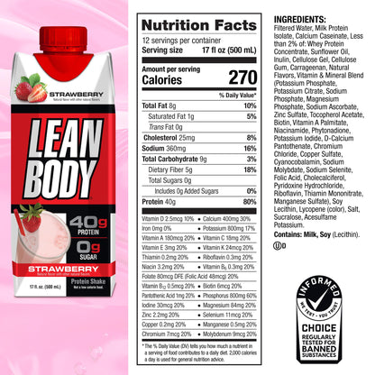 Labrada Lean Body Ready-to-Drink Strawberry Protein Shake, 40g Protein, Whey Blend LabradaBuy Supplements Australia