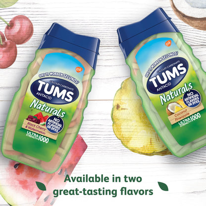 TUMS Naturals Ultra Strength Antacid Chews for Heartburn Relief, Great for a Summer BBQ - Black Cherry & Watermelon - 190 Count TUMS buy supplements Au