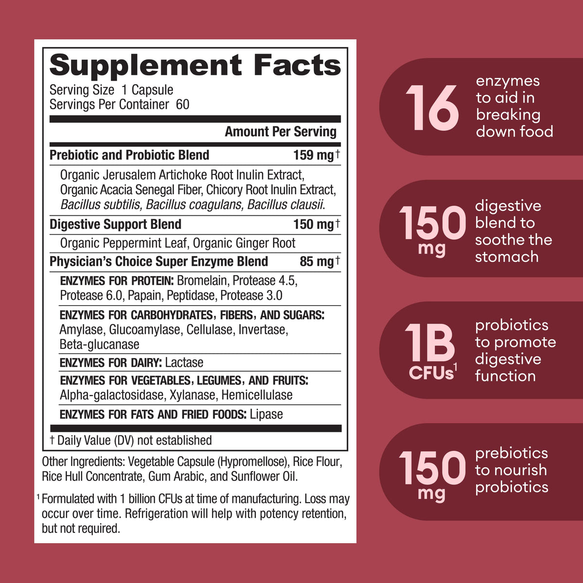Physician's CHOICE Digestive Enzymes - Multi Enzymes, Bromelain, Organic Prebiotics Physician's CHOICEBuy Supplements Australia