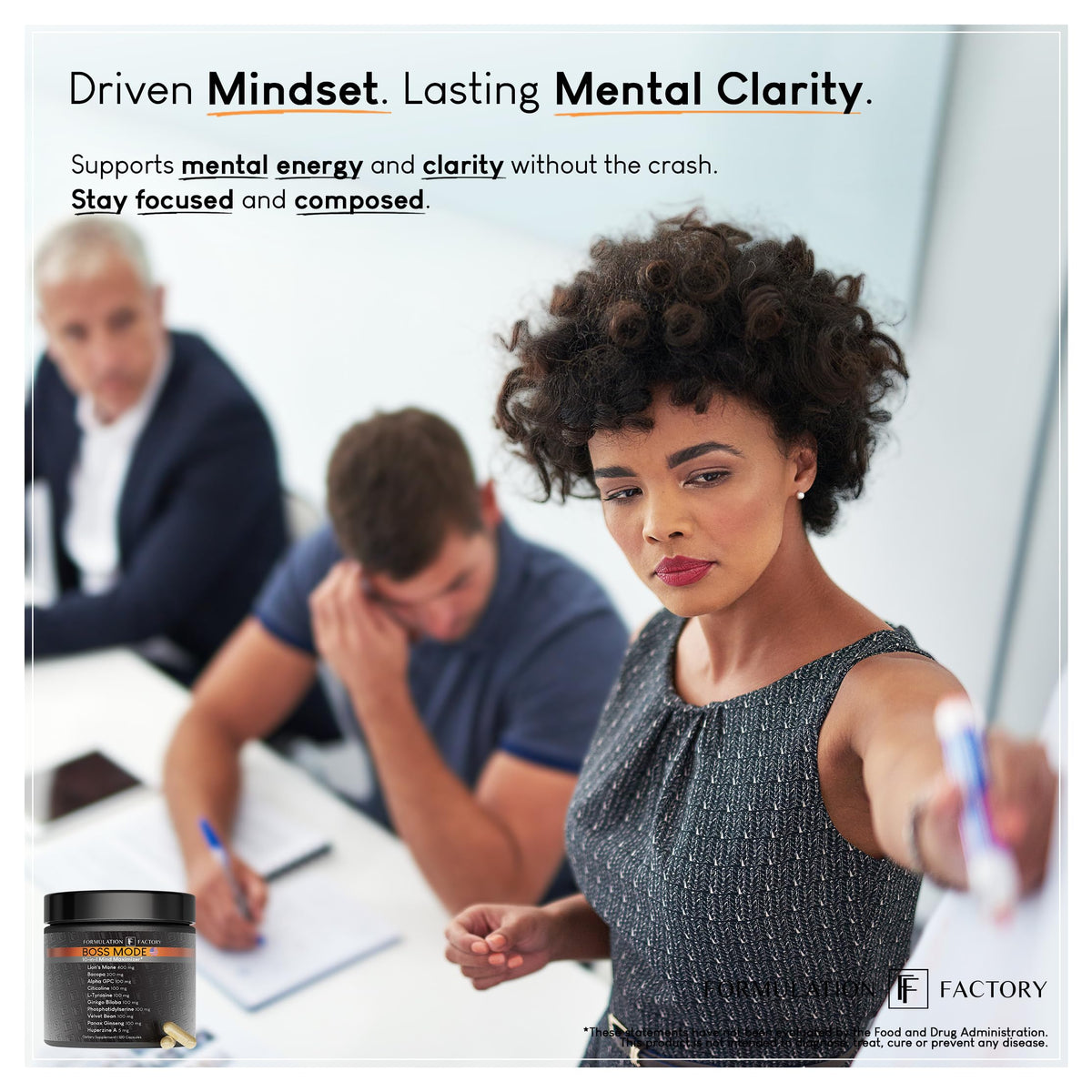 Formulation Factory Nootropic Brain Supplement - Boss Mode Focus & Memory Complex with Lion's Mane, Alpha GPC & Bacopa - Cognitive Support - 120 Capsules, 2 Month Supply Formulation FactoryBuy Supplements Australia