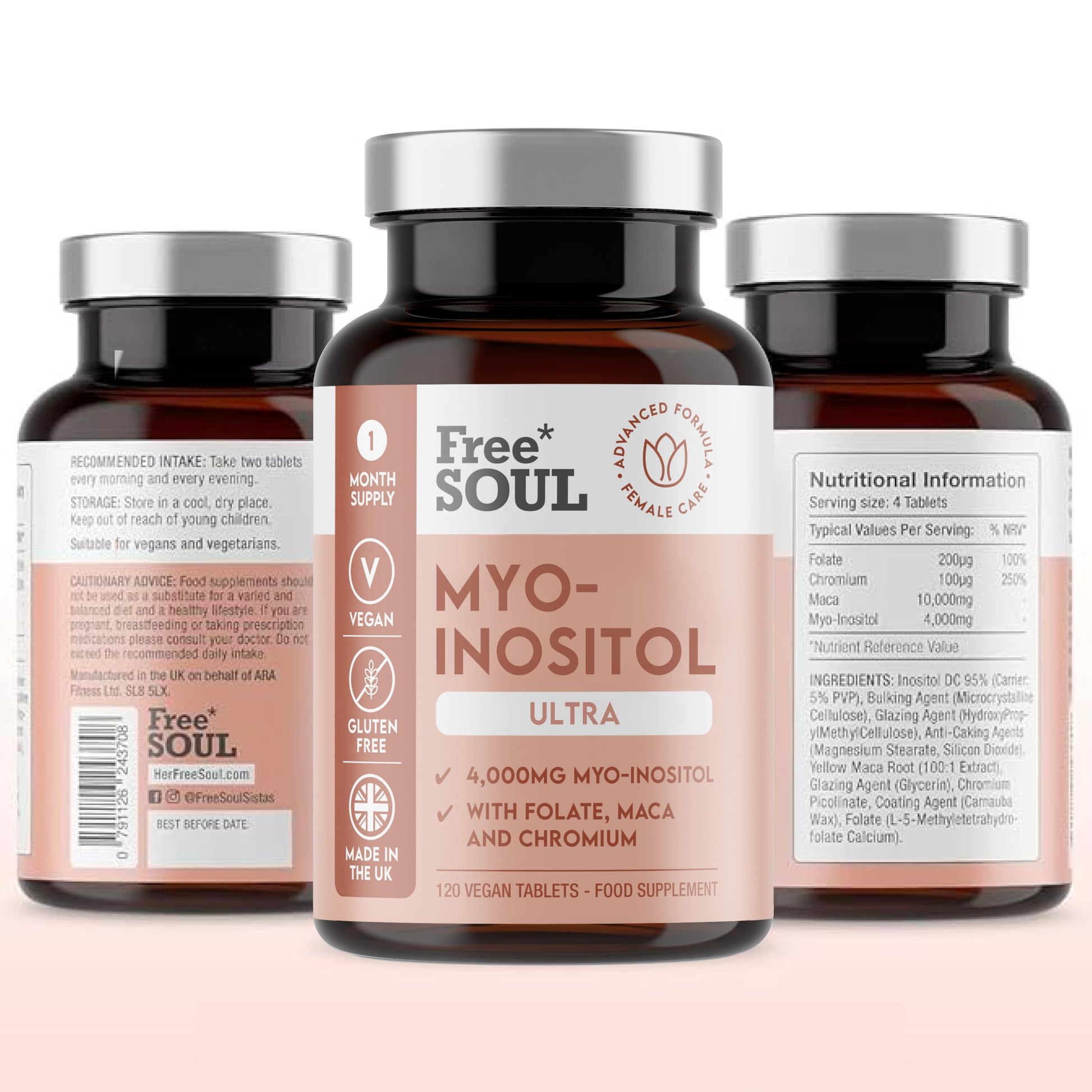 Free Soul Myo-Inositol Ultra Supplement with 4,000mg Myo-Inositol, 200ug Folate, 100ug Free SoulBuy Supplements Australia