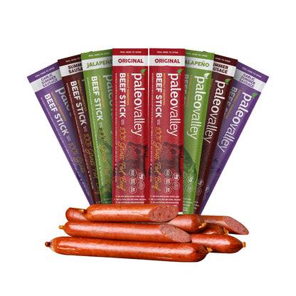 Paleovalley 100% Grass Fed Beef Sticks - Delicious Gluten Free Beef Snack - High Protein Keto Friendly, 40 Count Variety Pack PaleovalleyBuy Supplements Australia