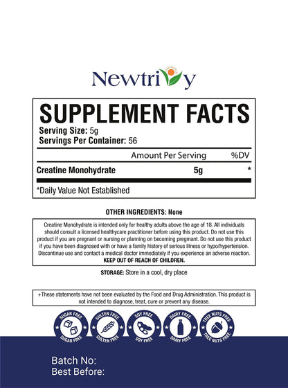 Creatine Monohydrate,Micronized, Pure,Unflavored,280g (9.8oz) NewtrivyBuy Supplements Australia
