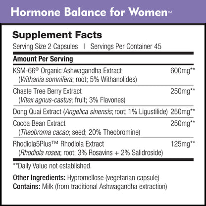 Hormone Balance for Women - Natural Mood Supplement - PMS Relief and Menopause Support | Featuring Clinically Studied KSM-66 Ashwagandha (90 Capsules) DailyNutraBuy Supplements Australia