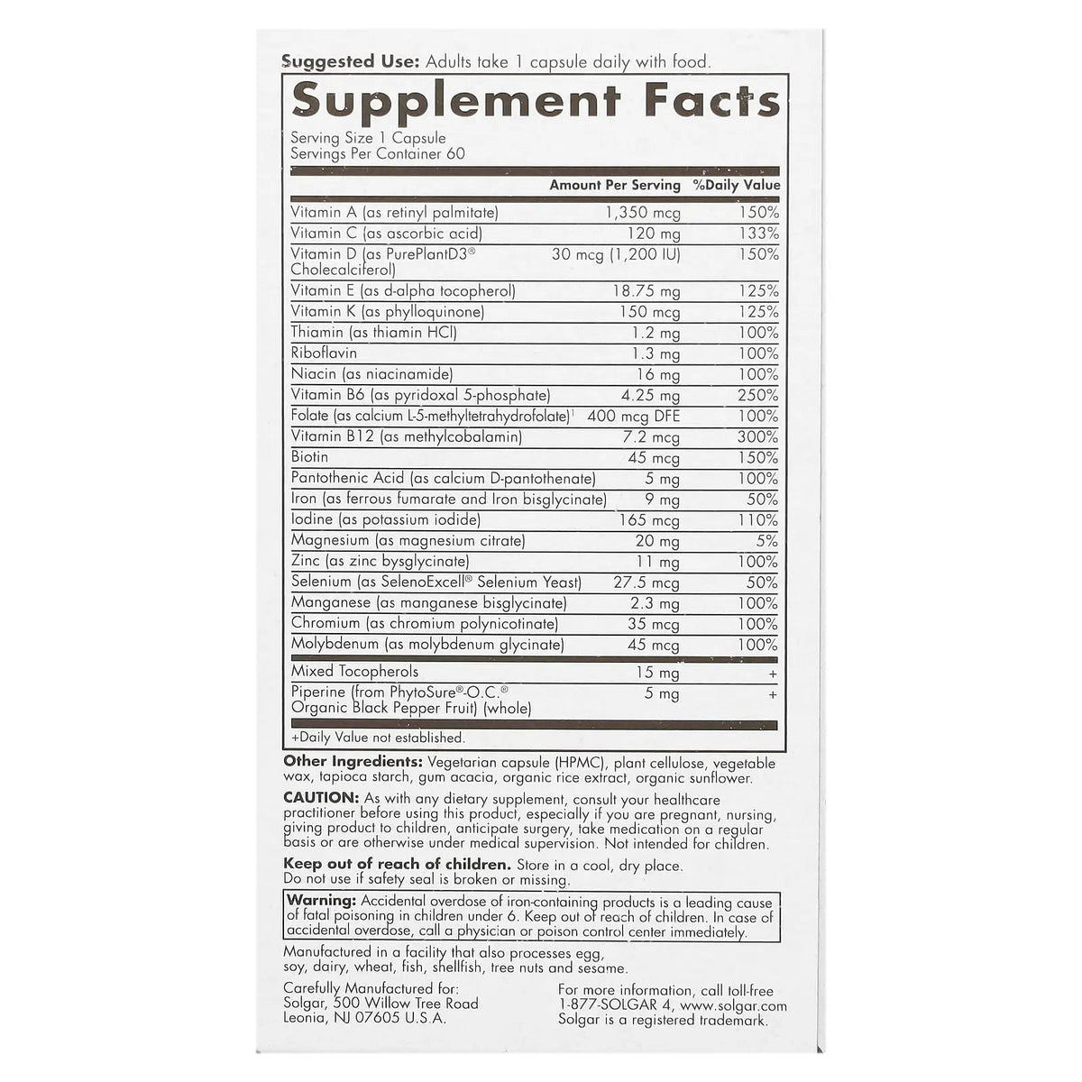 Solgar One Daily Women's Multi Whole Body Support Highly Absorbable Delayed Release Vitamin for Women, Supplement for Immune, Heart, Energy SolgarBuy Supplements Australia