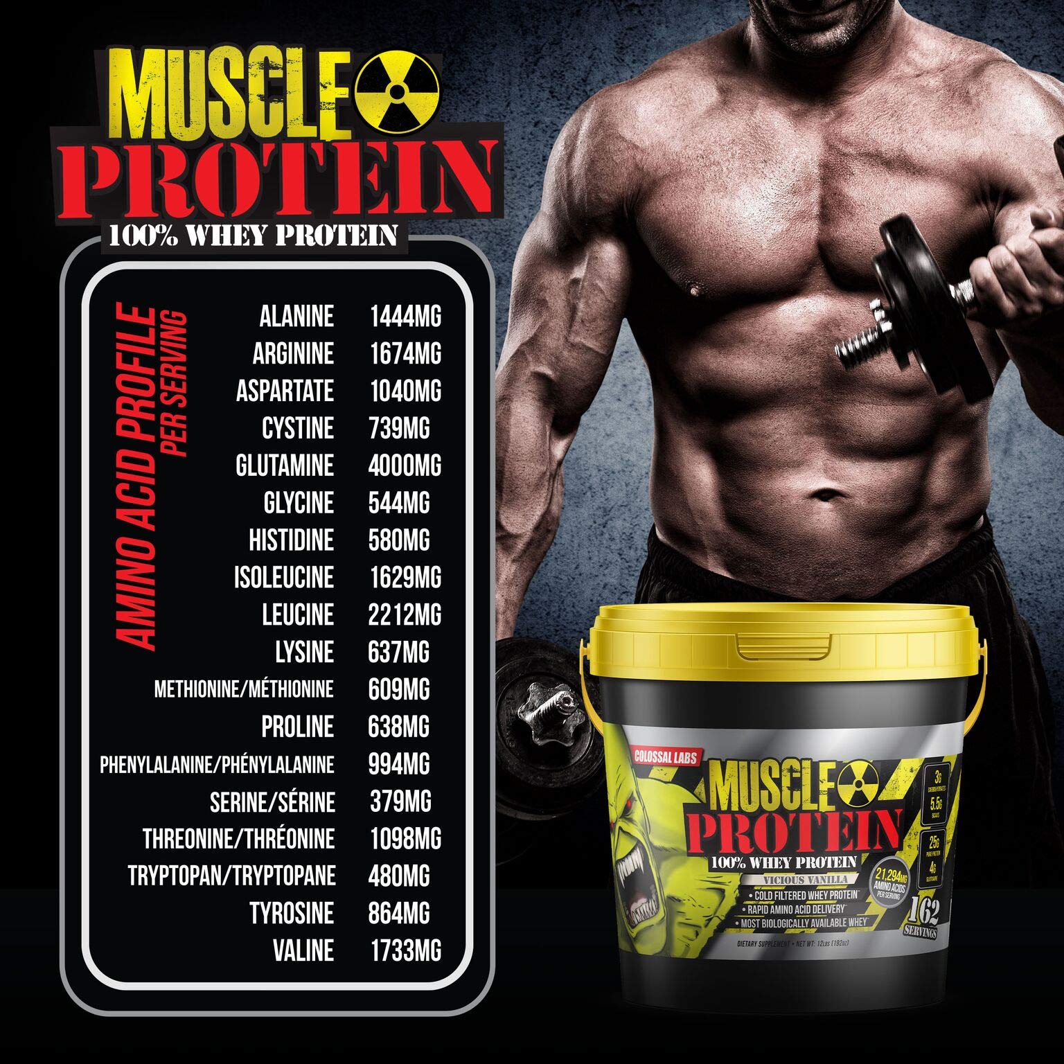 Colossal Labs Whey Protein Blend [12 Pounds/Pack of 1]–Vicious Vanilla, Cold Filtered COLOSSAL LABSBuy Supplements Australia
