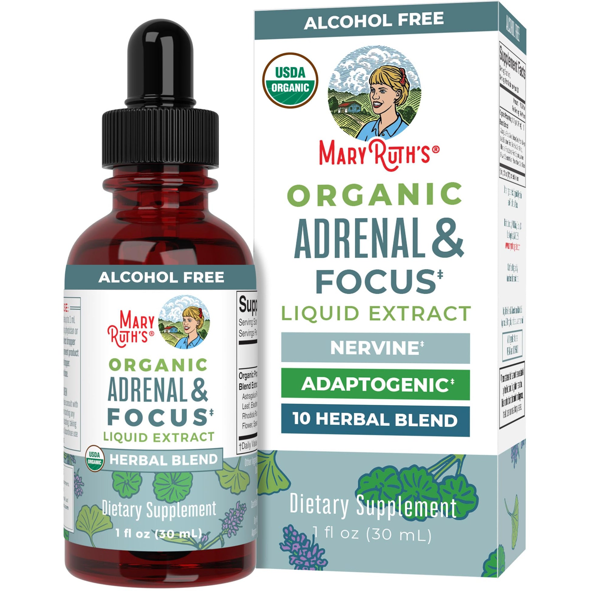 MaryRuth Organics - USDA Organic Brain Nootropic Supplement for Adults with Ginkgo Biloba & Astragalus | Focus & Adrenal Support | Brain & Memory Drops | Vegan | Non-GMO | Gluten Free | 30 Servings MARYRUTH'SBuy Supplements Australia